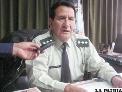 El director de la Felcc, Cnl. Jorge Villavicencio.