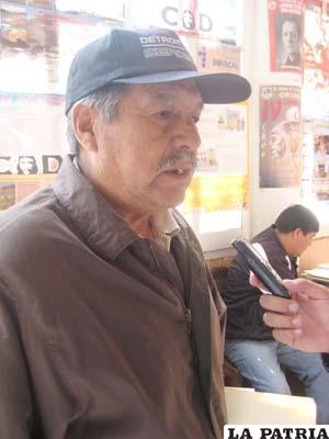 El secretario ejecutivo del Sindicato Departamental de Desocupados de Oruro, Félix Vázquez