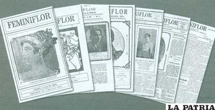 Muestra de ejemplares de la revista orureña Feminiflor editada en Oruro entre 1921 y 1923.Fue una de las primeras revistas de mujeres y para mujeres publicadas en Bolivia.