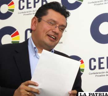 Daniel Sánchez presidente de la Confederación de Empresarios Privados de Bolivia