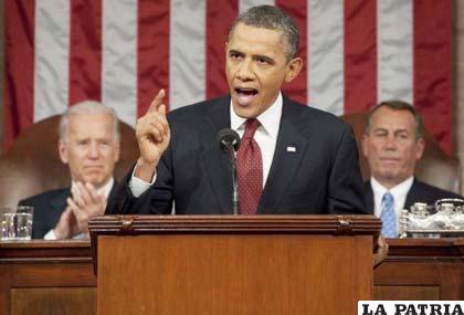 El presidente Barack Obama en su discurso de inauguración del año electoral