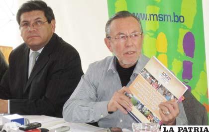 El líder del MSM, Juan Del Granado, durante una conferencia de prensa ayer en La Paz