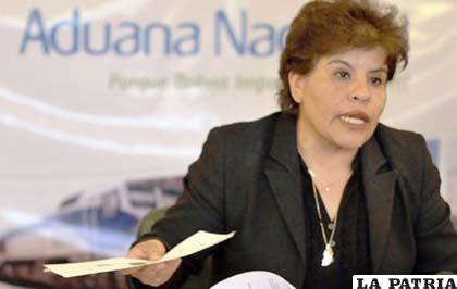 La presidente a.i. de la Aduana Nacional de Bolivia (ANB), Marlene Ardaya