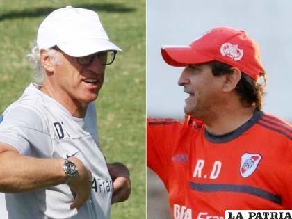 Carlos Bianchi entrenador de Boca y Ramón Díaz entrenador de River