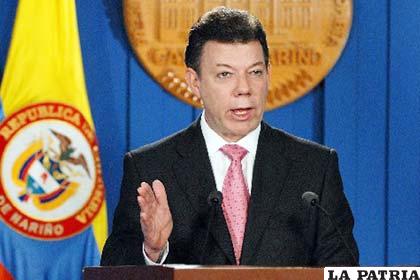 El presidente de Colombia, Juan Manuel Santos, en una de sus alocuciones