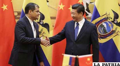 Rafael Correa y Xi Jinping