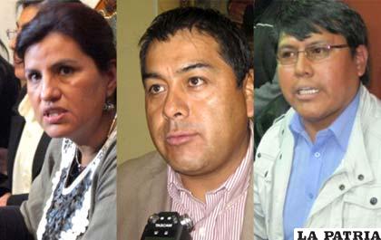 Los exdiputados Rebeca Delgado, Ever Moya y Edwin Tupa
