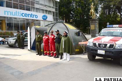 La primera carpa fue instalada en la plaza “Castro y Padilla”