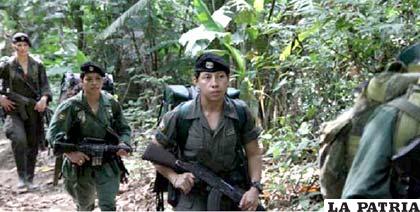 Integrantes de las FARC en medio de la naturaleza