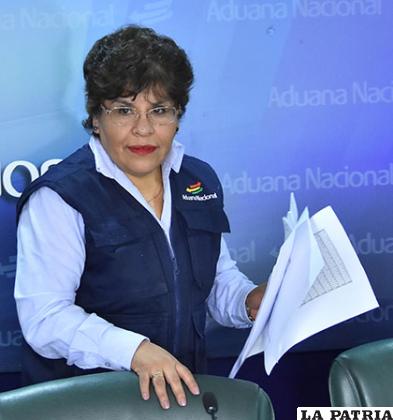 La presidenta de la Aduana Nacional de Bolivia (ANB), Marlene Ardaya /APG