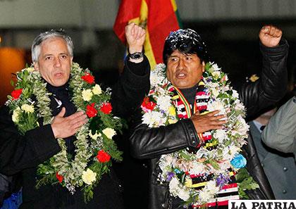 El Vicepresidente Álvaro García Linera y el Presidente Evo Morales /europapress.net