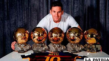 Messi único en el fútbol con cinco balones de Oro