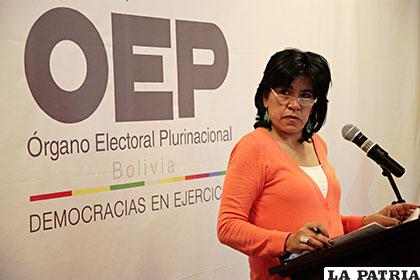 Katia Uriona, presidenta del Tribunal Supremo Electoral (TSE) /APG