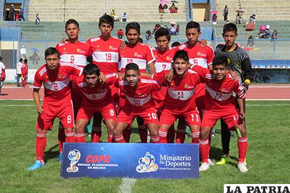 La selección de Chuquisaca que logró vencer a Oruro ayer en el 