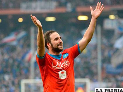 Gonzalo Higuaín es el goleador del Nápoles que ayer venció a 
Sampdoria (4-2)