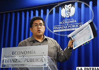 El viceministro de Presupuesto y Contabilidad Fiscal, Jaime Durán /APG