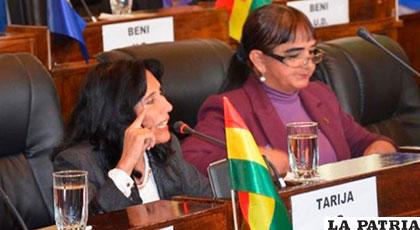 Mirtha Arce y Carmen Eva Gonzales, senadoras de Unidad Demócrata (UD)