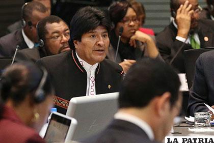 Morales durante su intervención en la IV Cumbre de la Celac /abi.bo