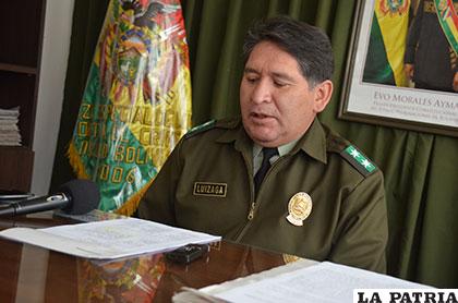 El director de la Felcc, teniente coronel Iván Luizaga informó del trabajo del DACI /Archivo