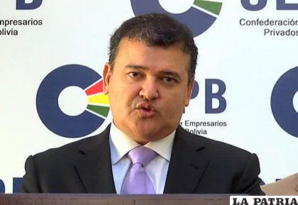 Ronald Nostas, presidente de la Confederación de Empresarios Privados de Bolivia /elbolivianoenvivo.com