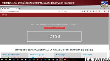 El portal de internet destinado al pago de Idtgb en línea