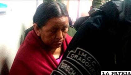 Nemesia Achacollo, al salir del juzgado del TDJ de La Paz /ANF