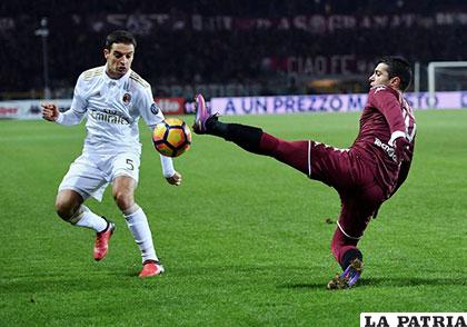 La acción del partido que terminó empatado 2-2 entre Torino y Milan
