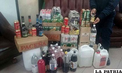 Bebidas alcohólicas decomisadas en el operativo del sábado /DEFENSA AL CONSUMIDOR