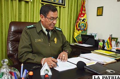 El comandante departamental de Policía, coronel Ramiro Cuba Díaz, brindó el informe del caso
