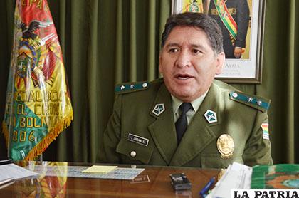 El teniente coronel Iván Luizaga hasta ayer director de la Felcc