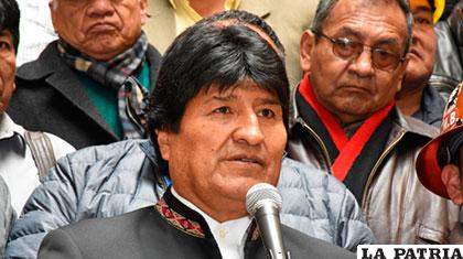 El Presidente Morales emitió el anuncio ayer en Palacio de Gobierno /ABI