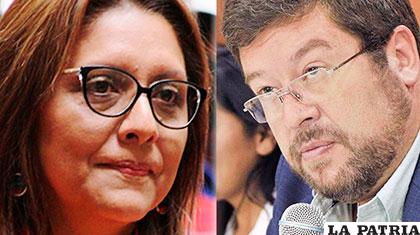 Ministra de comunicación Gisela López y Samuel Doria Medina /ANF