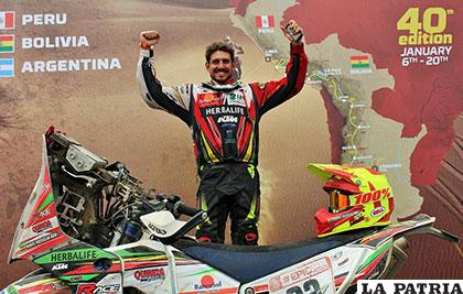 Daniel Nosiglia, fue el único boliviano en motos que completó el Dakar /FACEBOOK