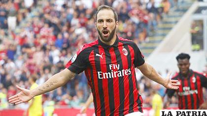Gonzalo Higuaín solo pudo jugar en el Milan seis meses, ahora su futuro está en Inglaterra /foxsports.cl