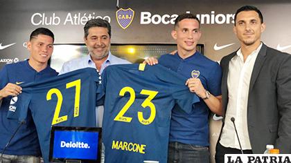 Campuzano y Marcone fueron presentados como nuevos jugadores del Xeneize /AS