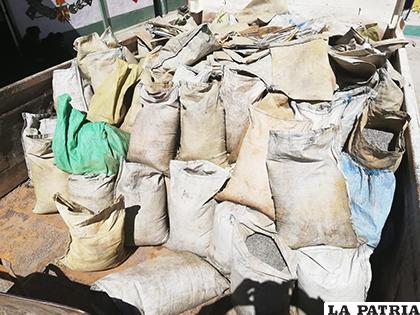 Los sacos con mineral hurtado dieron un peso de 5.8 toneladas