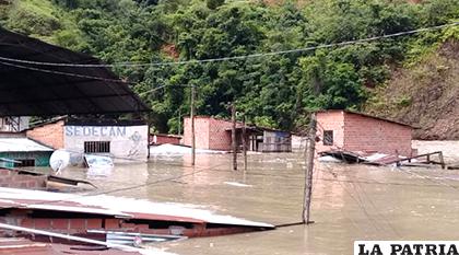 Una de las comunidades afectadas por el desborde del río Tipuani / Gobernación de La Paz