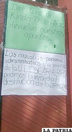 Llenaron de pancartas la puerta principal /LA PATRIA
