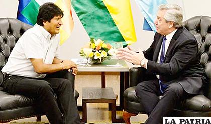 Encuentro entre Morales y el presidente argentino Alberto Fernández /erbol.com.bo /Archivo