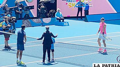 Antes del inicio del partido entre Hugo Dellien y Rafael Nadal / as.com