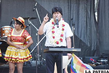 El expresidente Evo Morales realizó un acto en Buenos Aires por el día del Estado Plurinacional de Bolivia /APG
