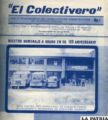 Primer número de “El Colectivero”