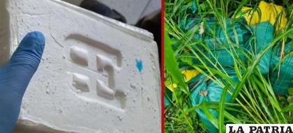 Parte de la droga encontrada en los arbustos a lado del camino vecinal /Unitel