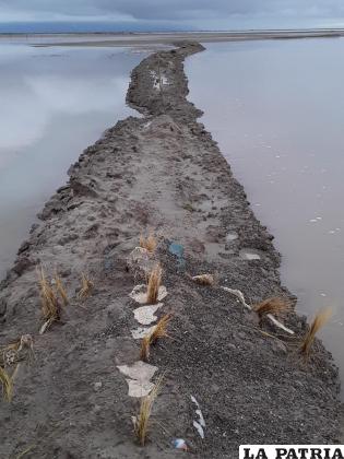 El desborde del río Lauca anegó el principal ingreso a Chipaya 
/CHIPAYA
