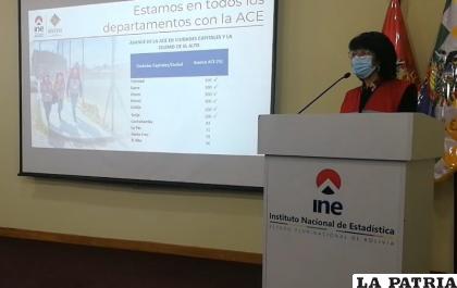 La coordinadora general de programa del Censo de Población y Vivienda, Martha Oviedo, en rueda de prensa / FOTO CAPTURA
