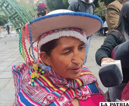 La exdiputada Lidia Patty ayer en La Paz 
/LA PATRIA