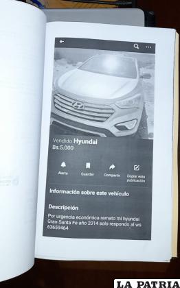 El auto robado en Chile era ofrecido en Facebook /LA PATRIA
