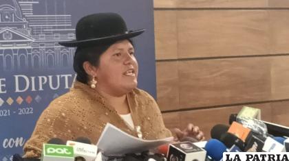 La diputada del Movimiento Al Socialismo (MAS), Zulay Mamani /Fuente LA PATRIA