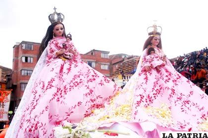 Imágenes de la Virgen del Socavón (inspiración de los danzarines) encabezaron el ingreso de los conjuntos