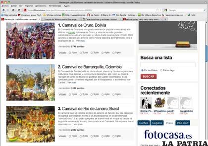 Portal donde se recibe la votación a favor del Carnaval de Oruro